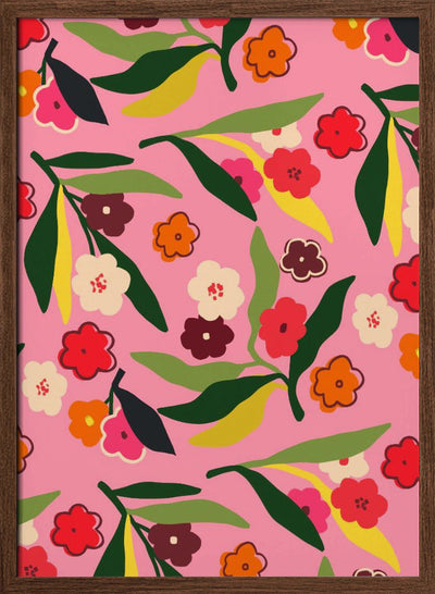 Retro Floral Fields - Stretched Canvas, Poster or Fine Art Print I Heart Wall Art