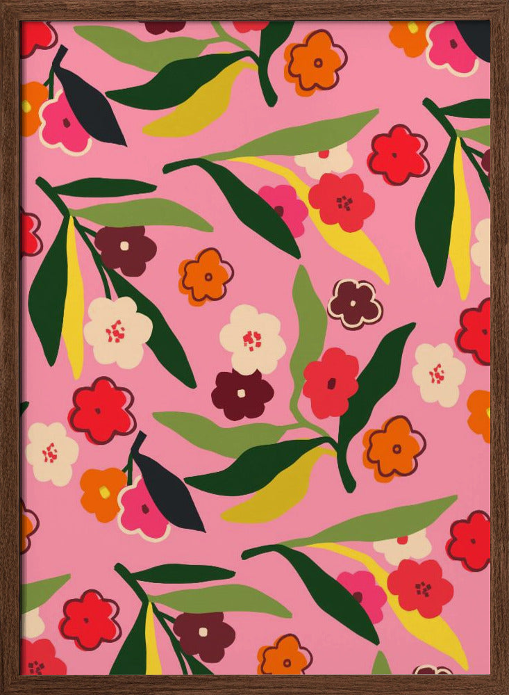 Retro Floral Fields - Stretched Canvas, Poster or Fine Art Print I Heart Wall Art