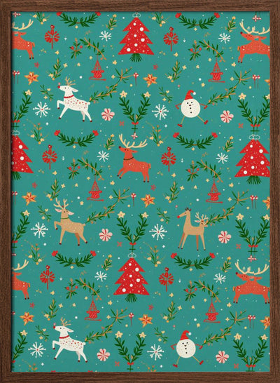 Festive Reindeer Wonderland - Stretched Canvas, Poster or Fine Art Print I Heart Wall Art