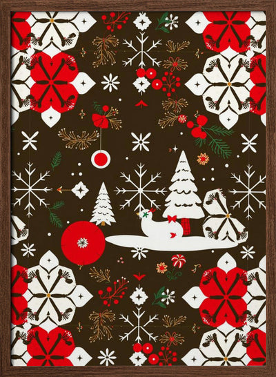 Snowy Festivities Pattern - Stretched Canvas, Poster or Fine Art Print I Heart Wall Art