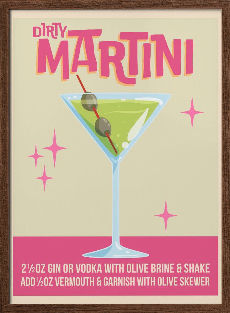 Dirty Martini Cocktail 01.png - Stretched Canvas, Poster or Fine Art Print I Heart Wall Art