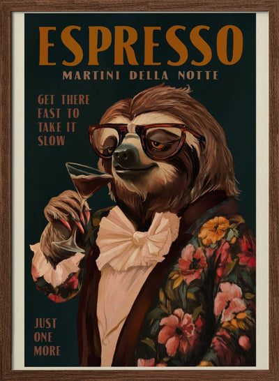 Art Deco Espresso Martini Drinking Sloth - Stretched Canvas, Poster or Fine Art Print I Heart Wall Art