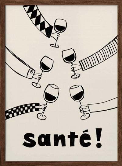 Santé Wine Party with Friends - Stretched Canvas, Poster or Fine Art Print I Heart Wall Art