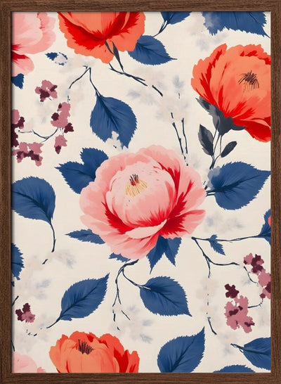 Crimson and Coral Flower - Stretched Canvas, Poster or Fine Art Print I Heart Wall Art