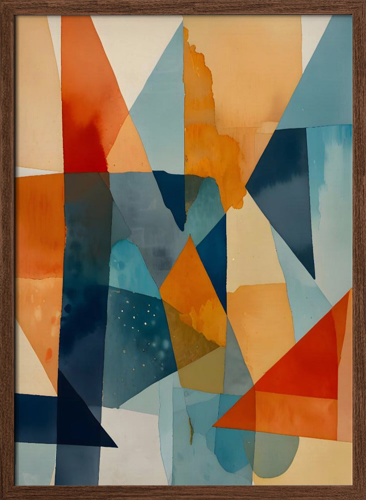 Abstract Angles of Blue and Orange - Stretched Canvas, Poster or Fine Art Print I Heart Wall Art