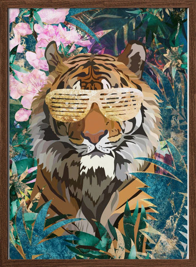 Cool Tiger Tropical Jungle - Stretched Canvas, Poster or Fine Art Print I Heart Wall Art