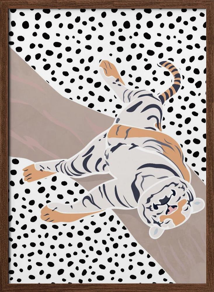 Tiger Sleeping polkadots - Stretched Canvas, Poster or Fine Art Print I Heart Wall Art