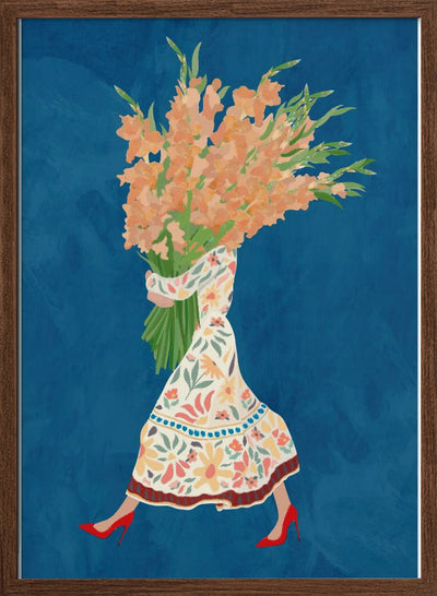 Boho Floral Dress Blue - Stretched Canvas, Poster or Fine Art Print I Heart Wall Art