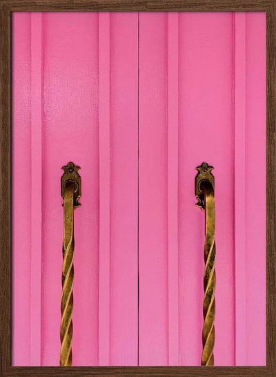 Modern Pink Doors with Brass Handles - Stretched Canvas, Poster or Fine Art Print I Heart Wall Art