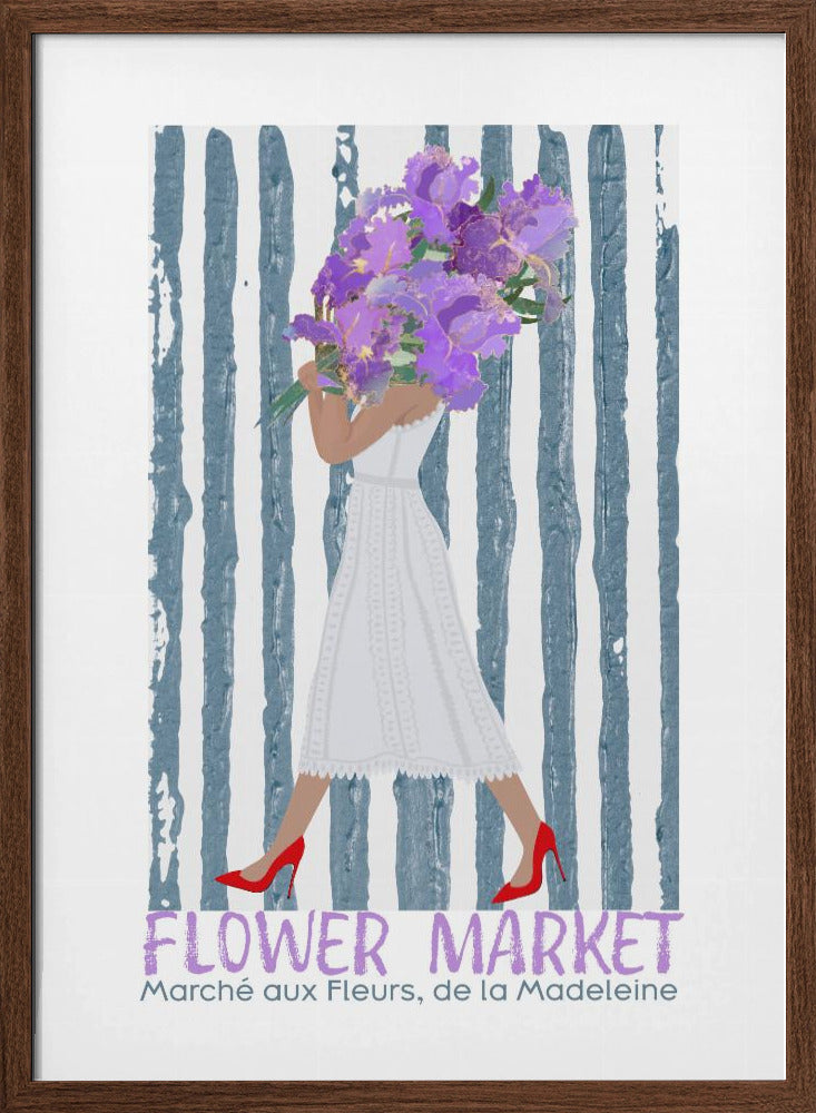 Flower Market Marche aux fleurs Paris - Stretched Canvas, Poster or Fine Art Print I Heart Wall Art
