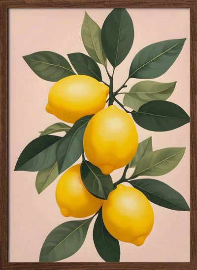 Golden Lemons On Green - Stretched Canvas, Poster or Fine Art Print I Heart Wall Art