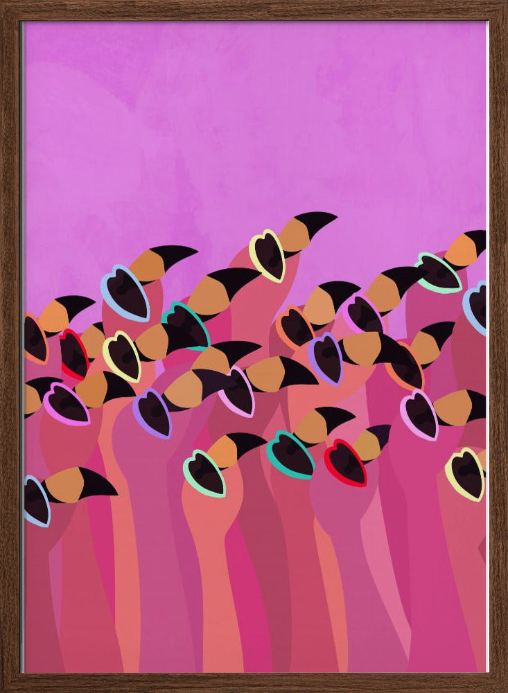 Flock flamingos pink - Stretched Canvas, Poster or Fine Art Print I Heart Wall Art