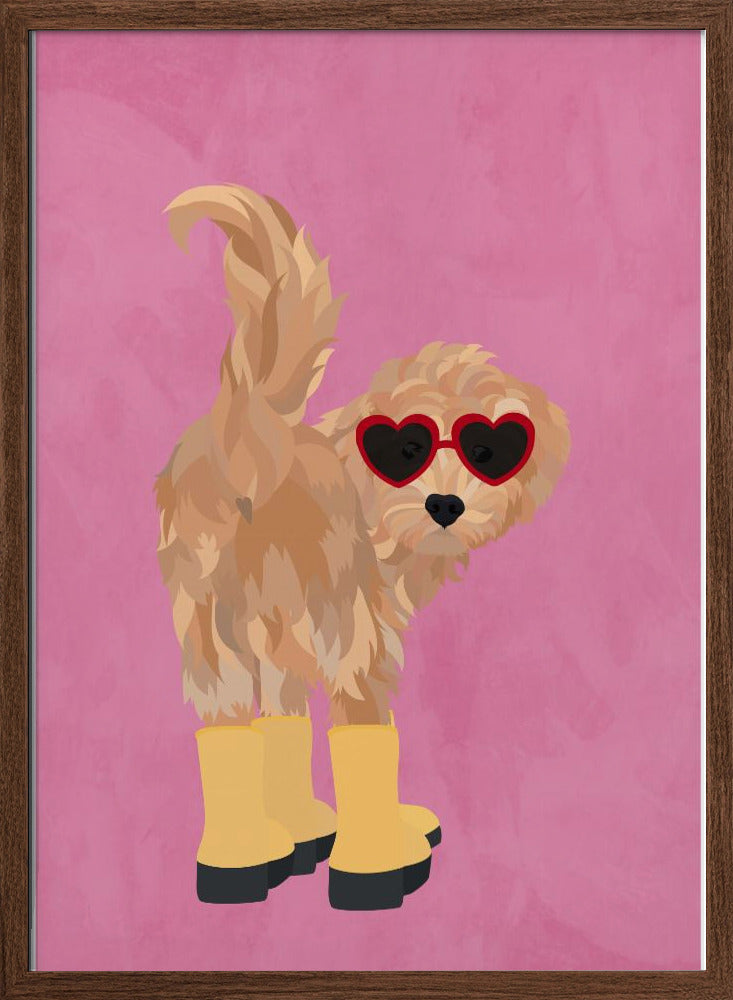 Cockapoo in wellies - Stretched Canvas, Poster or Fine Art Print I Heart Wall Art