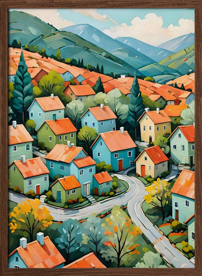 Pastel Village Dream - Stretched Canvas, Poster or Fine Art Print I Heart Wall Art