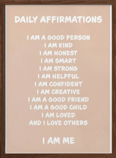 Daily Affirmations Beige - Stretched Canvas, Poster or Fine Art Print I Heart Wall Art