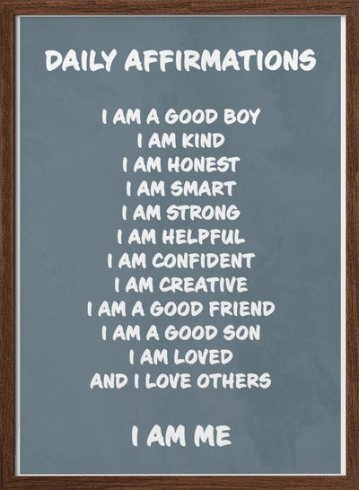 Daily Affirmations blue - Stretched Canvas, Poster or Fine Art Print I Heart Wall Art