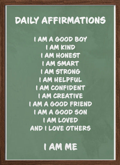 Daily Affirmations Green - Stretched Canvas, Poster or Fine Art Print I Heart Wall Art