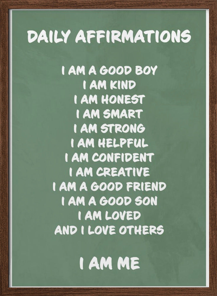 Daily Affirmations Green - Stretched Canvas, Poster or Fine Art Print I Heart Wall Art