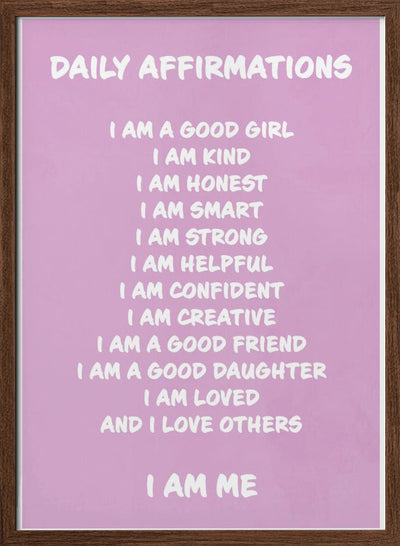 Daily Affirmations Pink - Stretched Canvas, Poster or Fine Art Print I Heart Wall Art