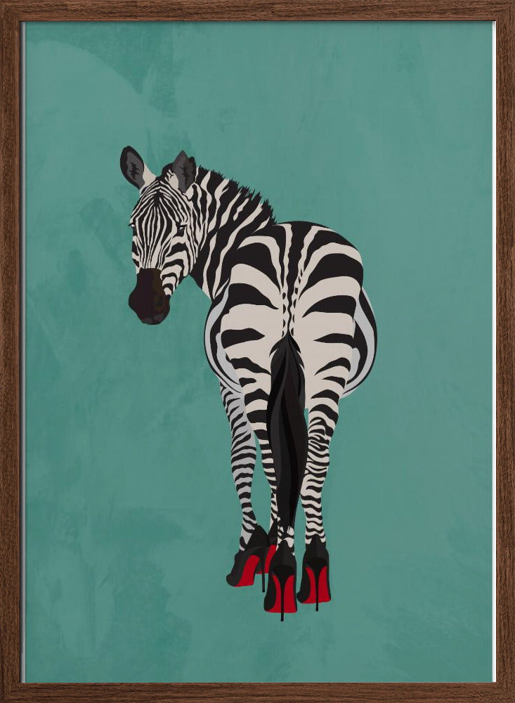 Zebra in heels teal - Stretched Canvas, Poster or Fine Art Print I Heart Wall Art