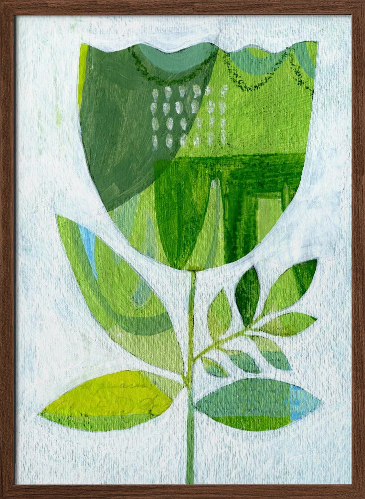 Abstract Tulip Green - Stretched Canvas, Poster or Fine Art Print I Heart Wall Art