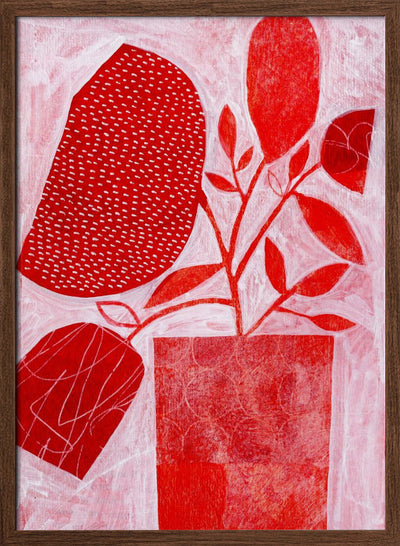 Red Floral Vase - Stretched Canvas, Poster or Fine Art Print I Heart Wall Art