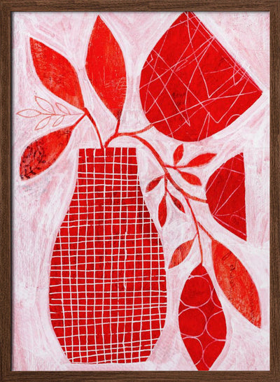 Red Floral Vase - Stretched Canvas, Poster or Fine Art Print I Heart Wall Art