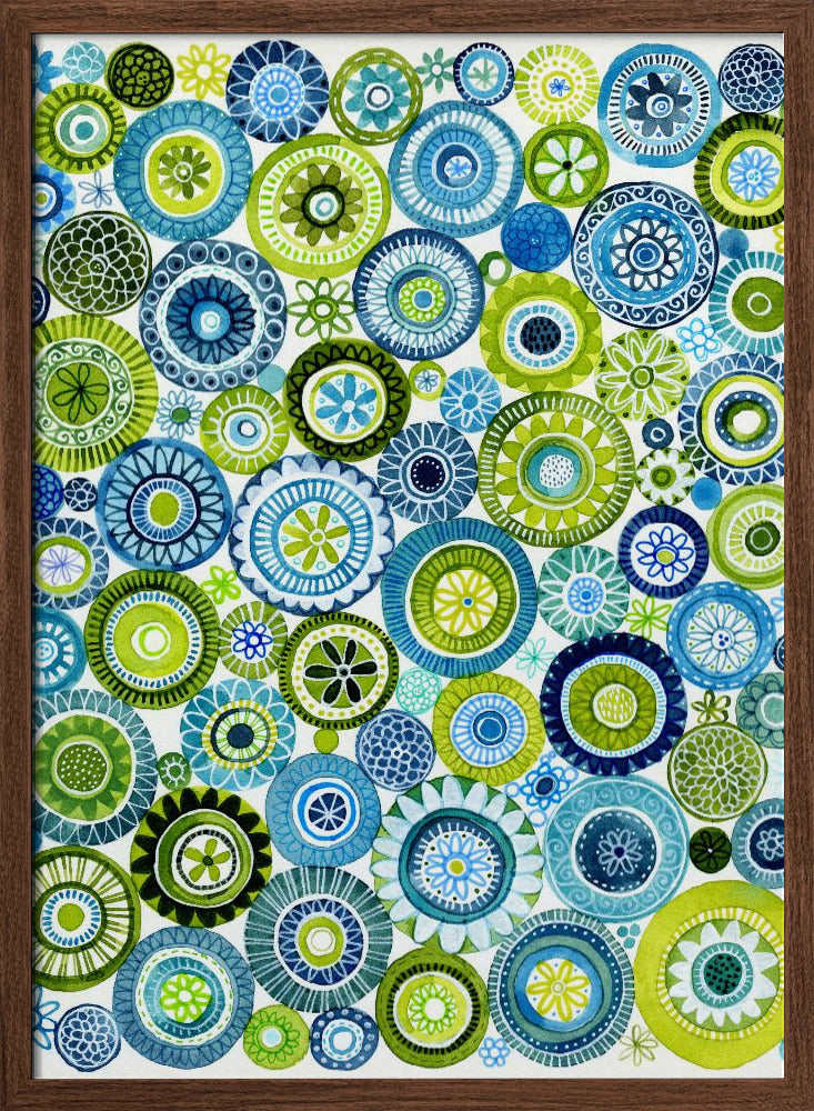 Frolic Floral Circles Pattern - Stretched Canvas, Poster or Fine Art Print I Heart Wall Art