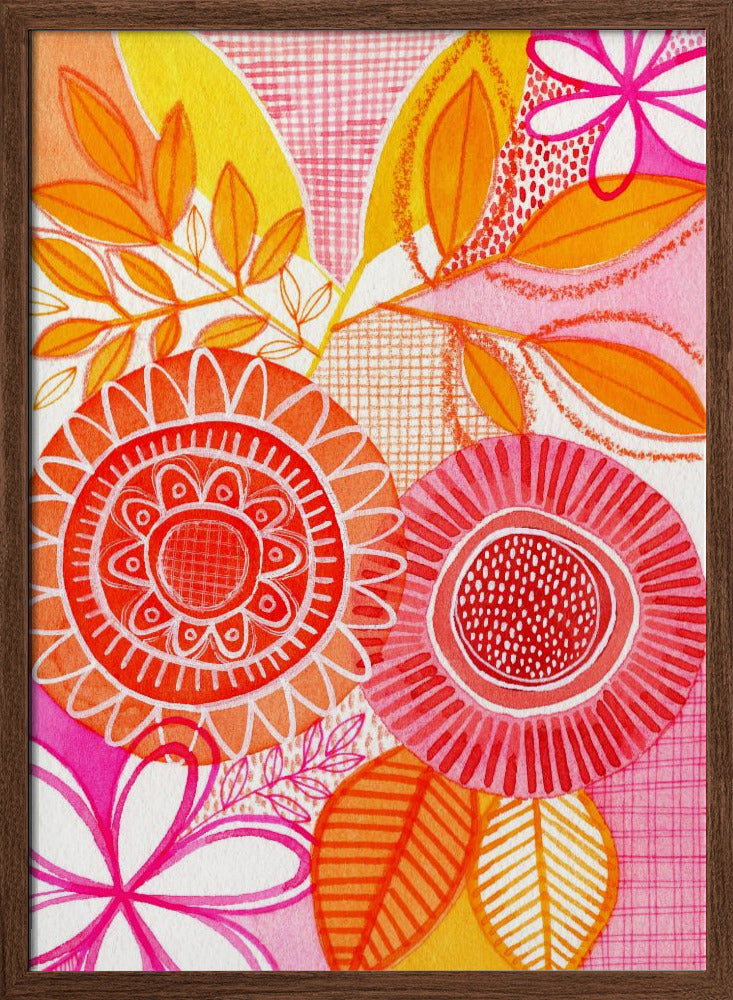 Hot Floral - Stretched Canvas, Poster or Fine Art Print I Heart Wall Art