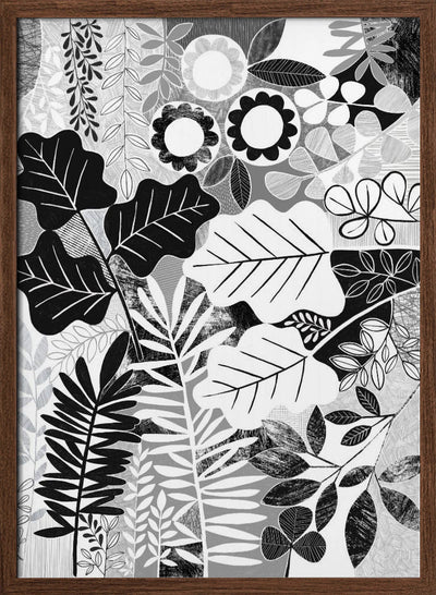 Modern Botanical Black &amp; White - Stretched Canvas, Poster or Fine Art Print I Heart Wall Art