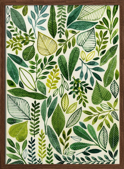 Green Leaves In Various Shapes - Stretched Canvas, Poster or Fine Art Print I Heart Wall Art