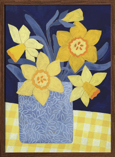 Daffodils With Yellow Gingham - Stretched Canvas, Poster or Fine Art Print I Heart Wall Art