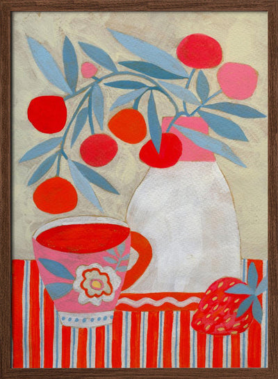 Tea &amp;amp; Strawberries - Stretched Canvas, Poster or Fine Art Print I Heart Wall Art