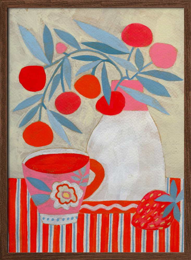 Tea &amp;amp; Strawberries - Stretched Canvas, Poster or Fine Art Print I Heart Wall Art