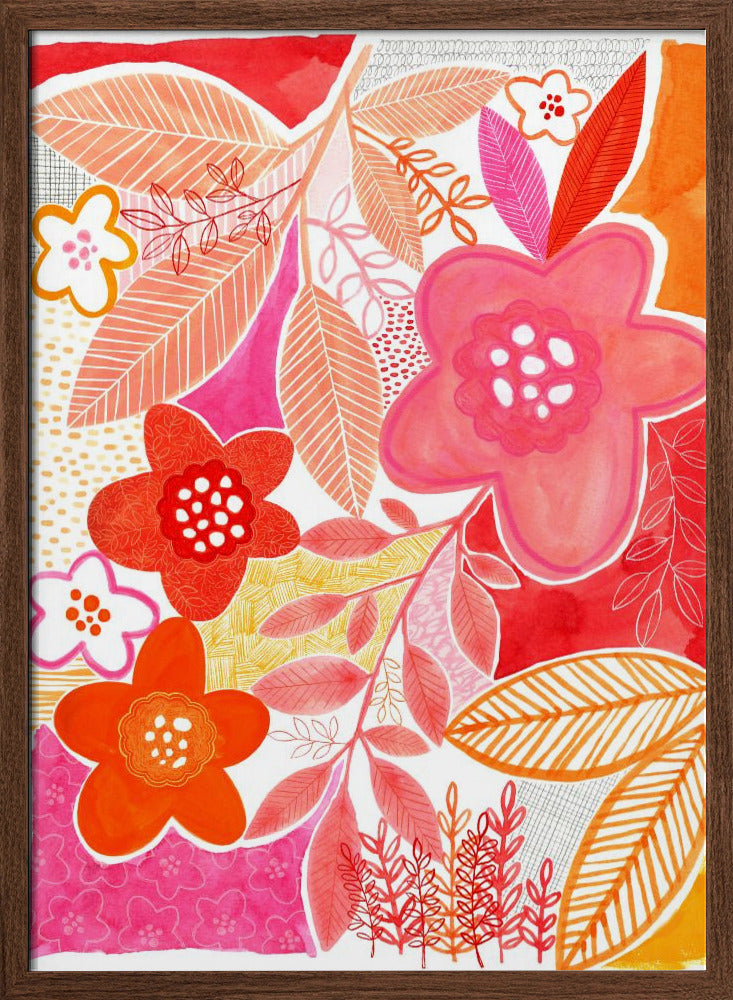 Abstract Flowers And Leaves - Stretched Canvas, Poster or Fine Art Print I Heart Wall Art