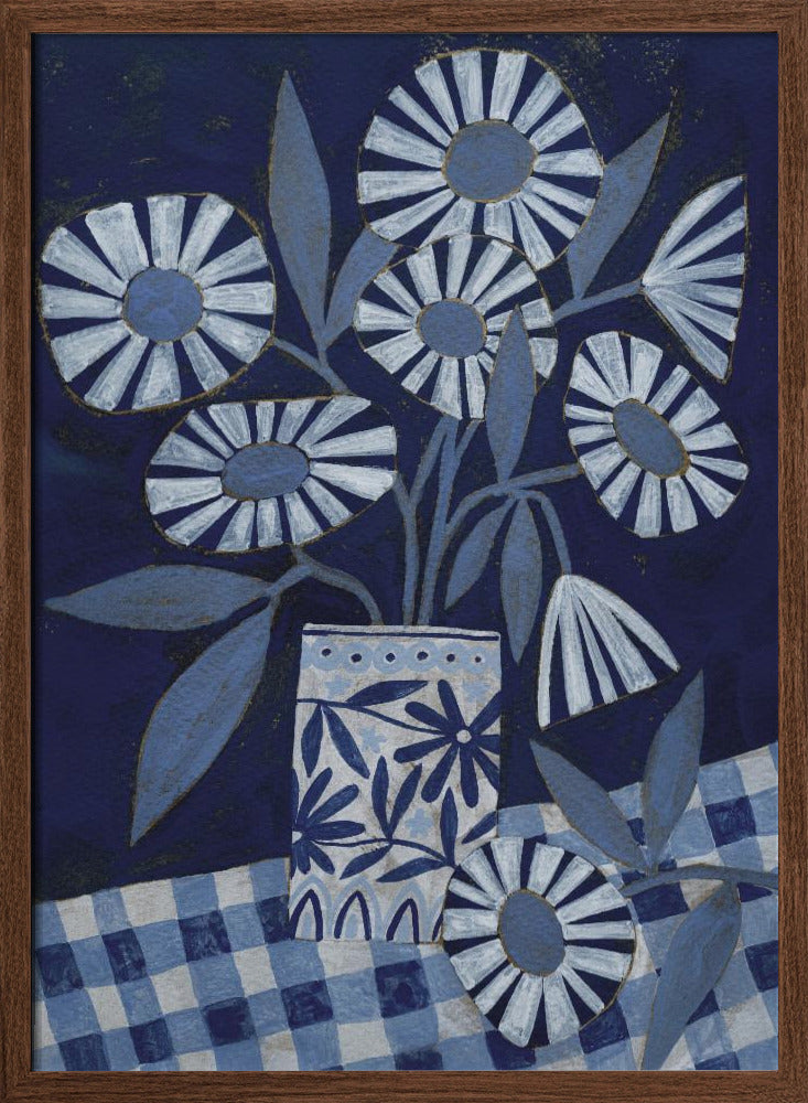 Stylized Flowers In A Decorative Vase - Stretched Canvas, Poster or Fine Art Print I Heart Wall Art