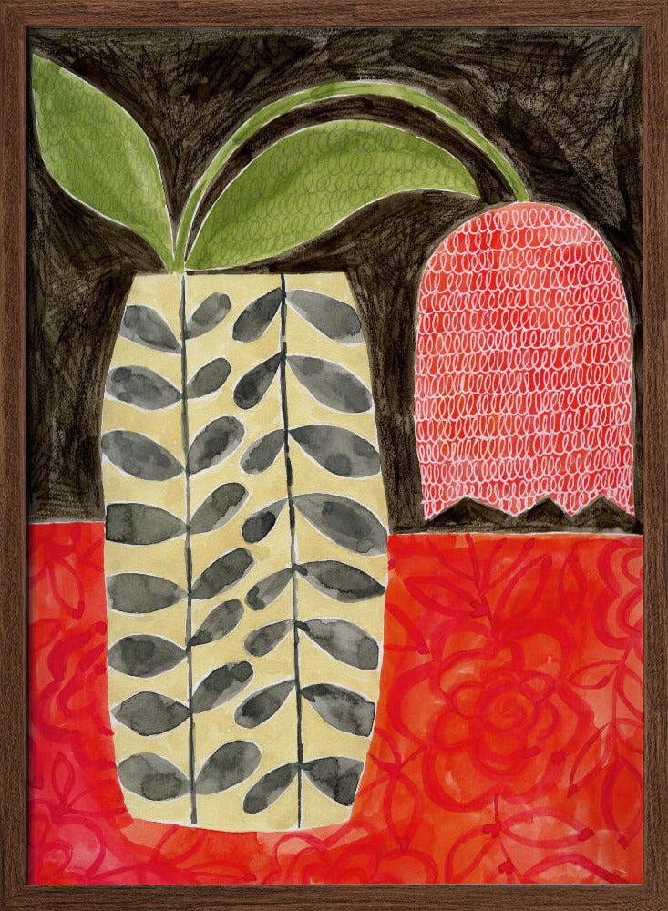 Red Tulip In A Modern Vase - Stretched Canvas, Poster or Fine Art Print I Heart Wall Art