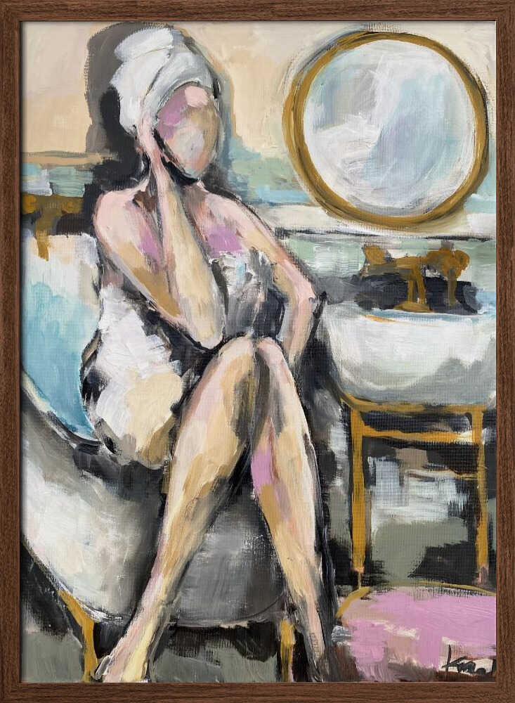 “Bathroom Conversation” - Stretched Canvas, Poster or Fine Art Print