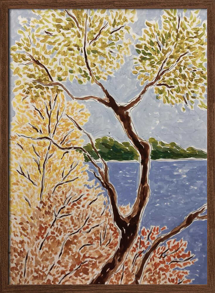 Autumn By The Lake - Stretched Canvas, Poster or Fine Art Print