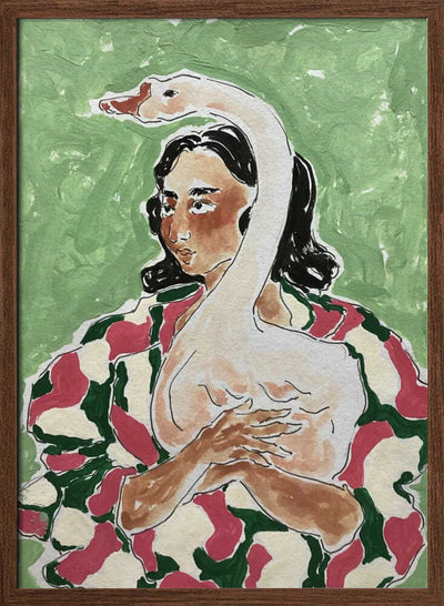 Girl With Duck - Stretched Canvas, Poster or Fine Art Print