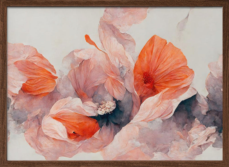 Salmon Flowers - Stretched Canvas, Poster or Fine Art Print I Heart Wall Art