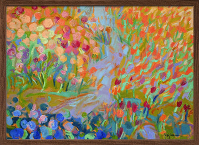 Vibrant Garden Path - Stretched Canvas, Poster or Fine Art Print I Heart Wall Art