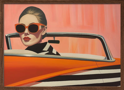 Woman In a Cadilac - Stretched Canvas, Poster or Fine Art Print I Heart Wall Art