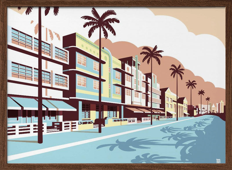 Miami Oceandrive - Stretched Canvas, Poster or Fine Art Print I Heart Wall Art