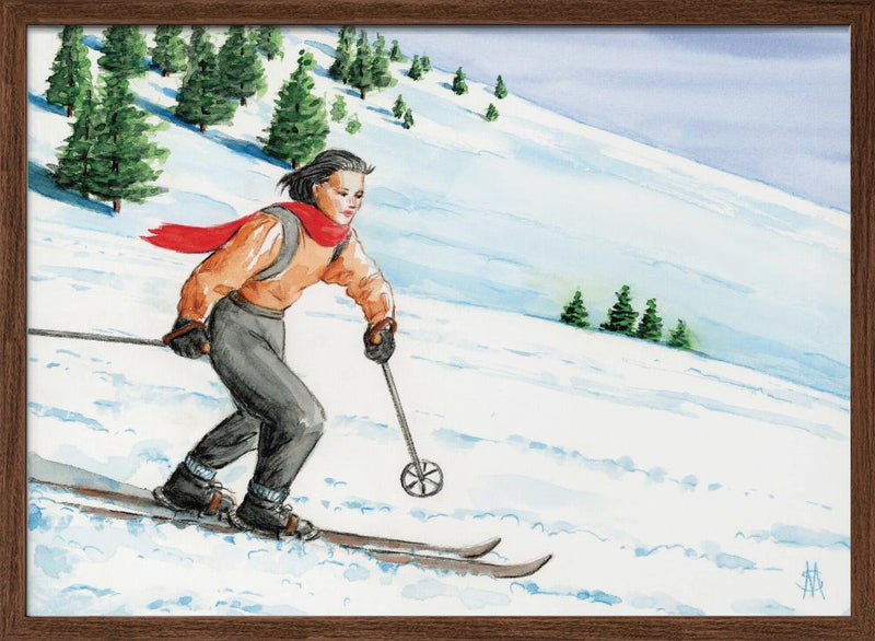 Downhill Skier - Stretched Canvas, Poster or Fine Art Print I Heart Wall Art