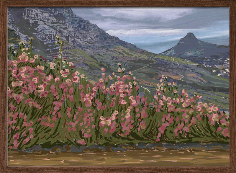 Petals and Peaks, Cape Town, South Africa, 2024 - Stretched Canvas, Poster or Fine Art Print I Heart Wall Art
