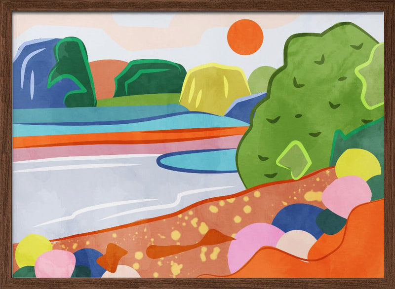 Pastel Sunset Over the Valley - Stretched Canvas, Poster or Fine Art Print I Heart Wall Art