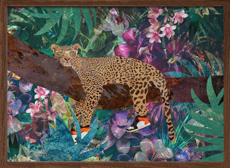 Lazy Leopard - Stretched Canvas, Poster or Fine Art Print I Heart Wall Art