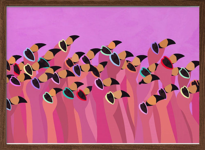 Flock flamingo pink - Stretched Canvas, Poster or Fine Art Print I Heart Wall Art
