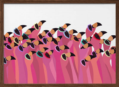 Flock flamingo white - Stretched Canvas, Poster or Fine Art Print I Heart Wall Art